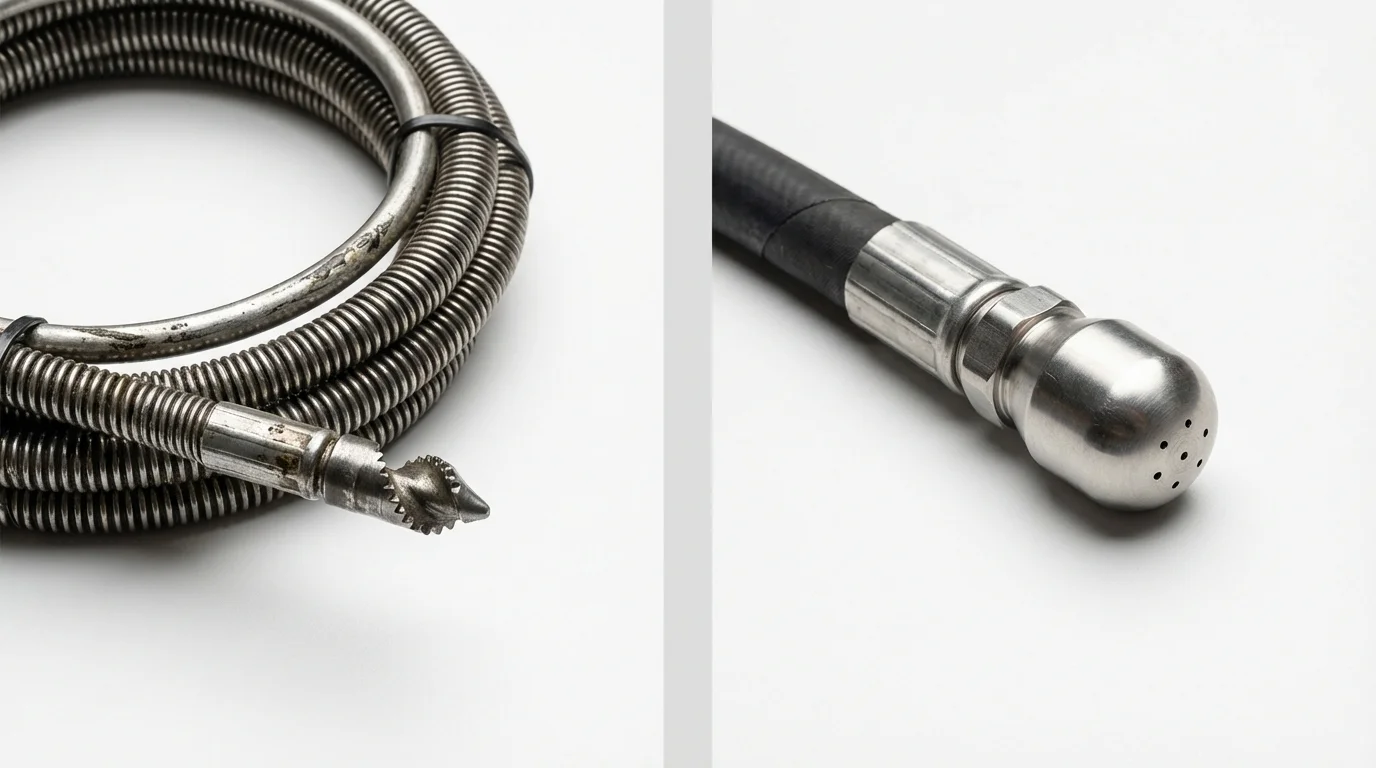Drain snake cable and hydro jetting nozzle used for drain cleaning in Carson City, NV