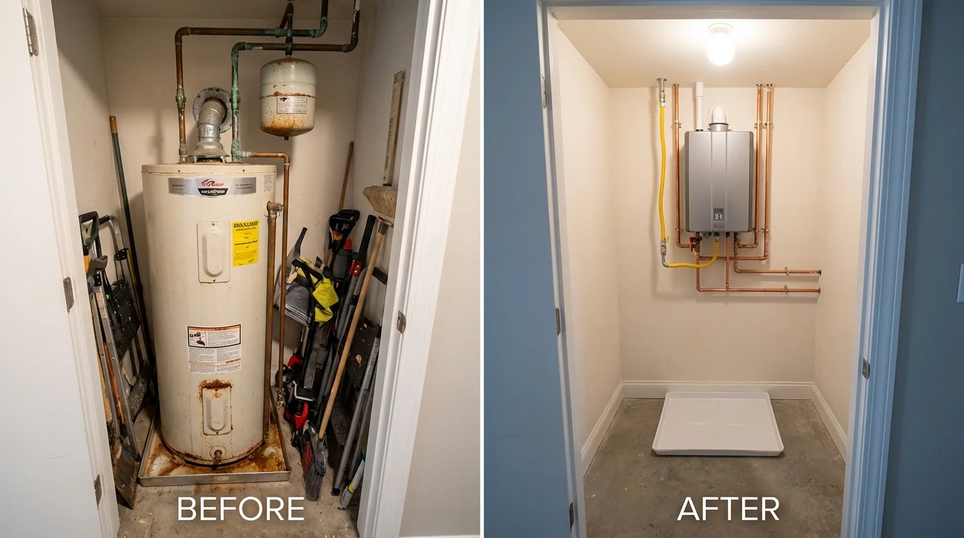 Tank water heater versus wall-mounted tankless unit comparison for Carson City, NV homeowners
